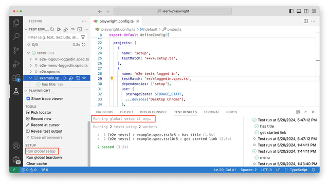 running global setup