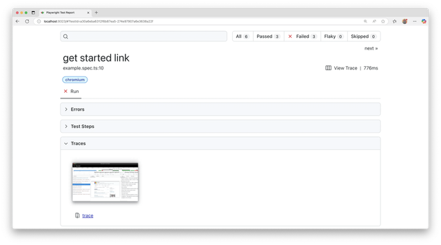 playwright html report detailed view