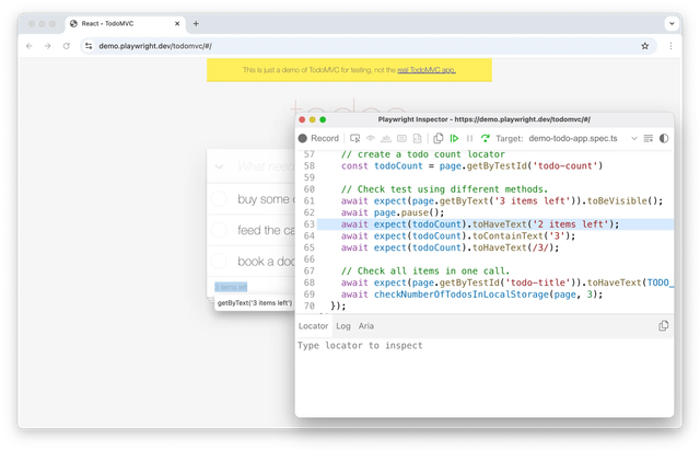 Debugging Tests with the Playwright inspector