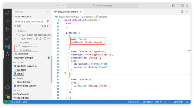 setup tests in vscode