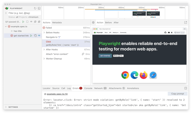 showing errors in ui mode